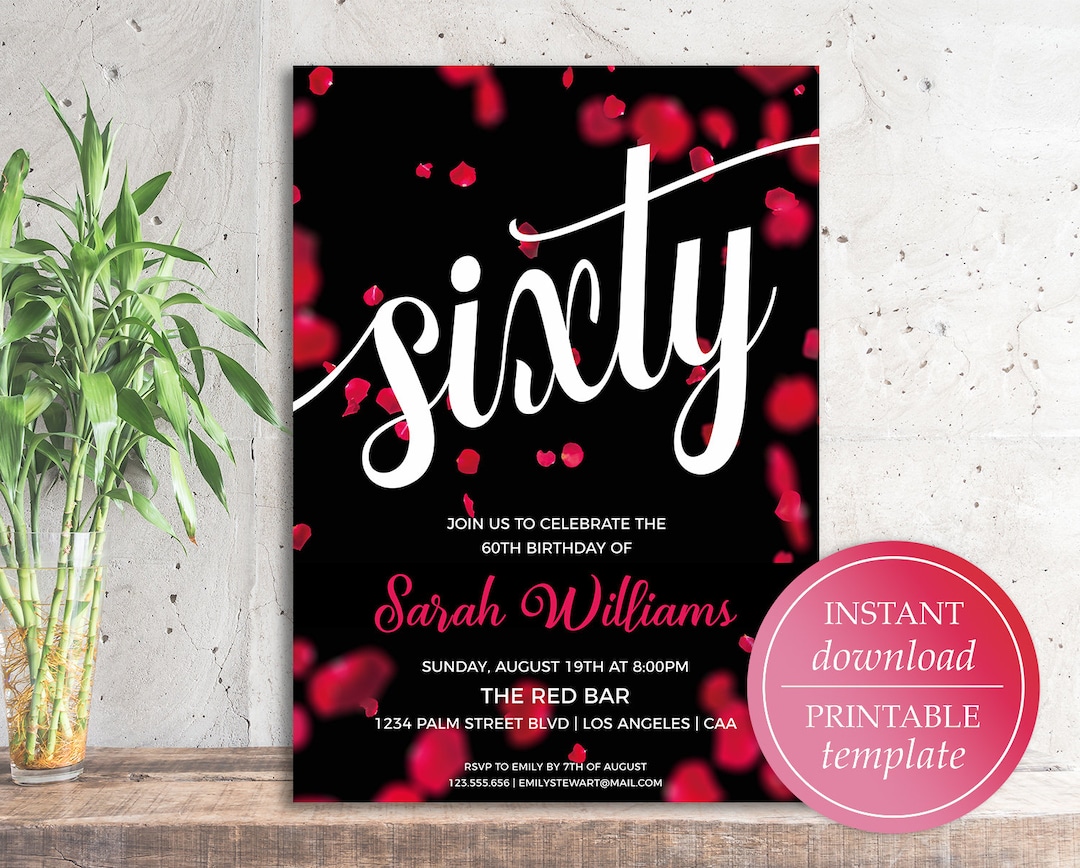 Invitations, 60th Birthday Invitation for Women, Sixty Birthday