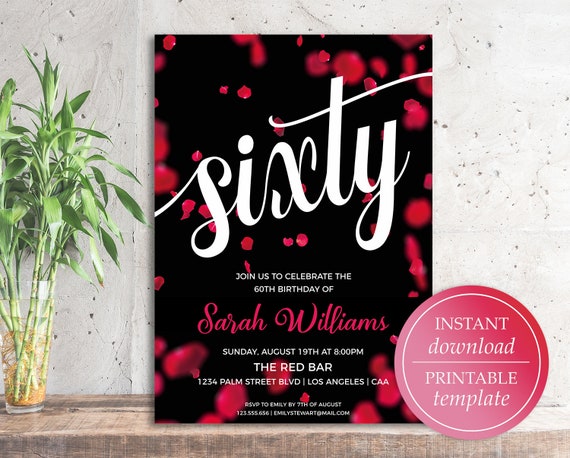 Invitations 60th Birthday Invitation for Women Sixty - Etsy Denmark