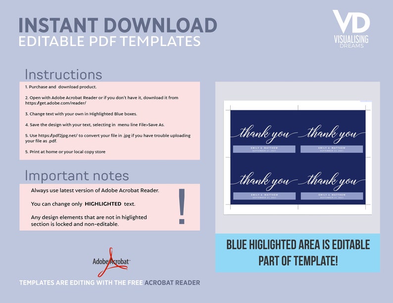 Navy Thank You card Thank you note Navy blue Thank you postcards Wedding thank you cards Folded thank you cards