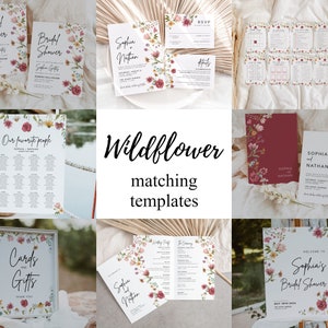 Watercolor Floral Wedding invitation, Boho Wedding Invitation template, Wildflower invitation ser, Watercolor floral wildfl023 image 8