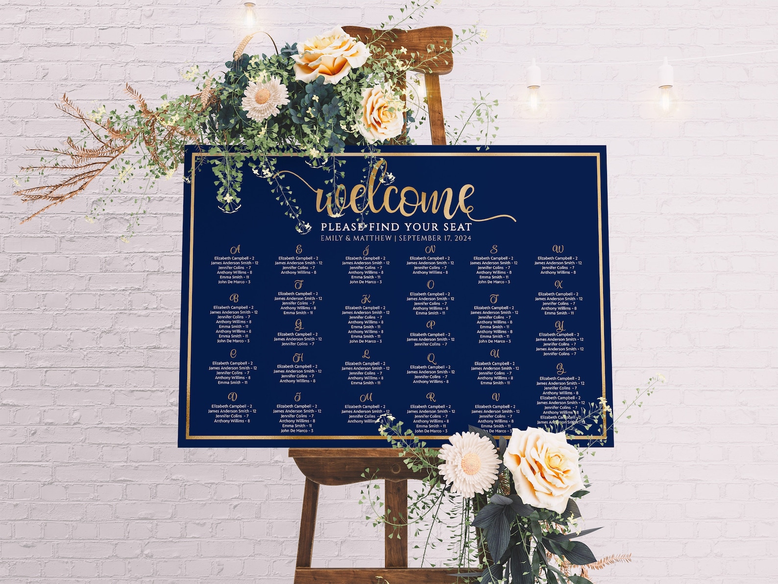 Seating Chart Alphabetical Wedding Seating Chart Template Etsy