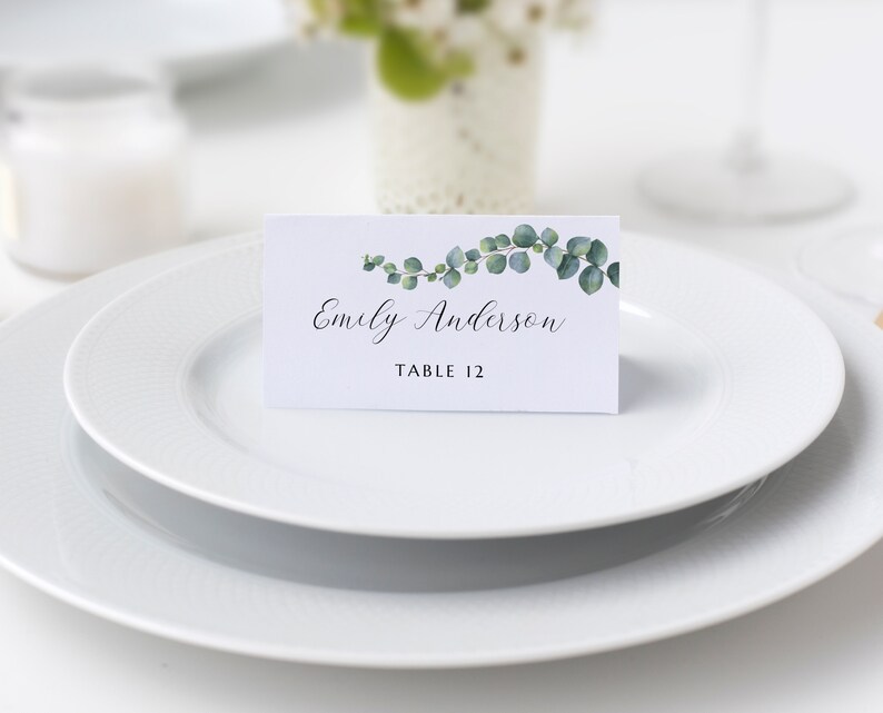 Place card template Wedding seating cards Script Modern Etsy