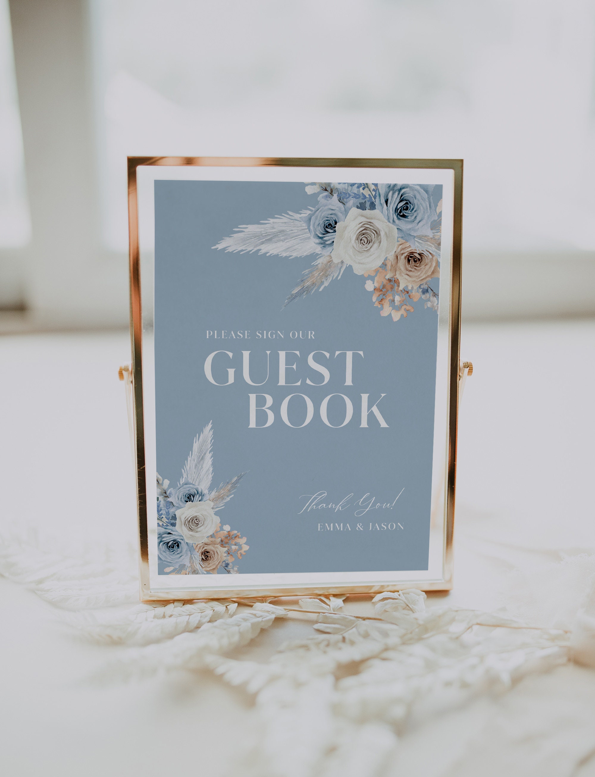 Dusty Blue Guest Book Sign Wedding Guest Book Sign Template | Etsy