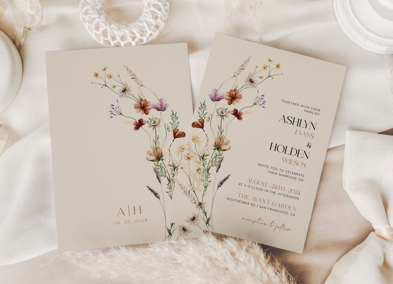 elegant floral wedding invitation