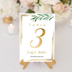 Table Numbers Wedding Table Numbers Greenery Olives Gold Table Numbers ...
