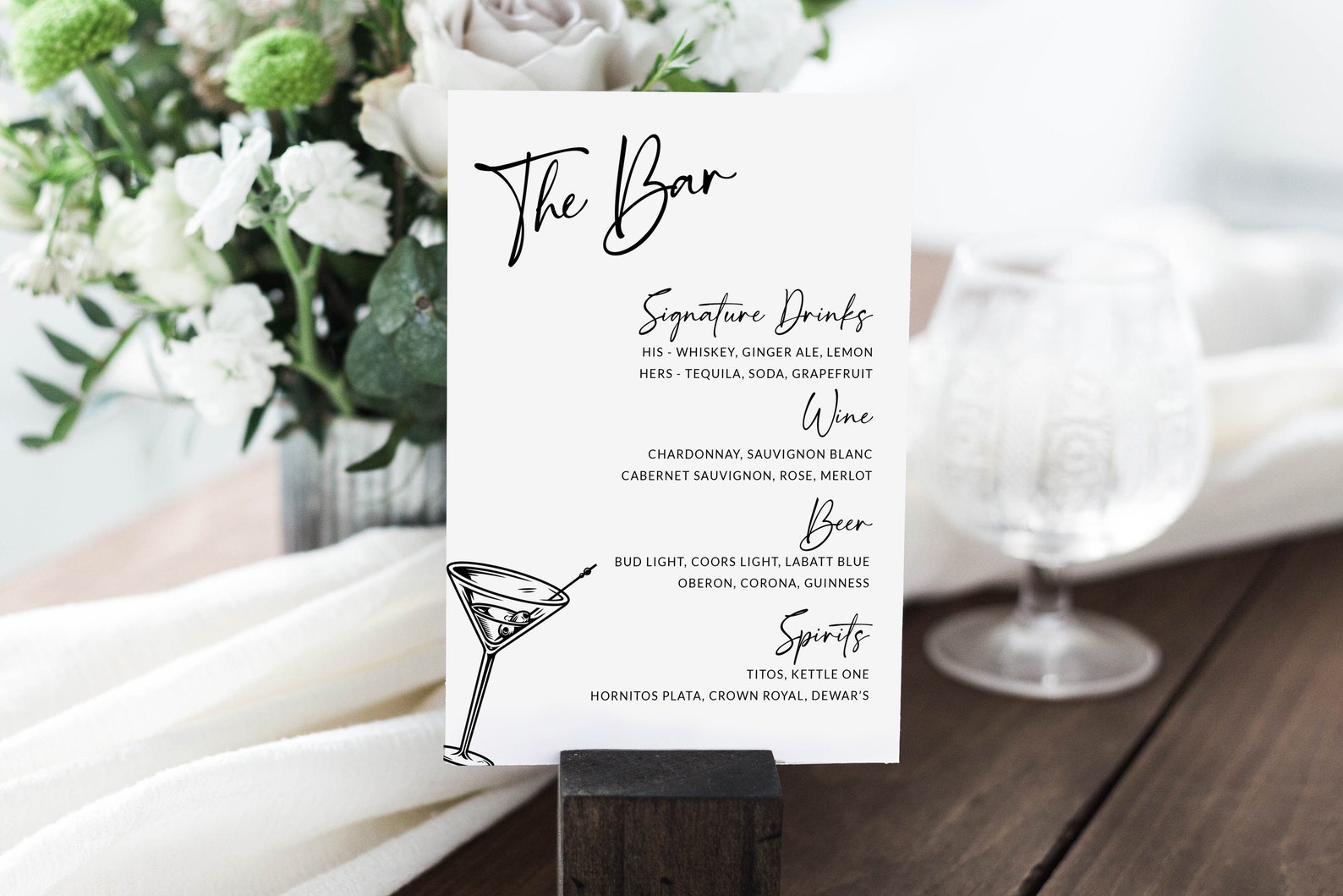Bar Menu Sign the Bar Sign Printable Bar Menu Template - Etsy
