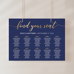 Wedding Bundle Navy, Seating Chart, Welcome Sign, Place Cards, Menu ...