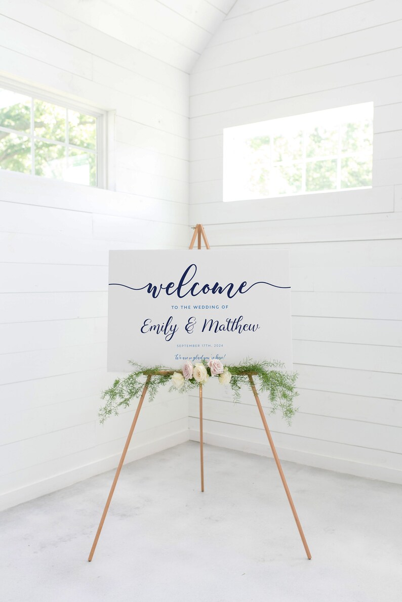 Navy Sign Template Simple Modern Wedding Sign Etsy