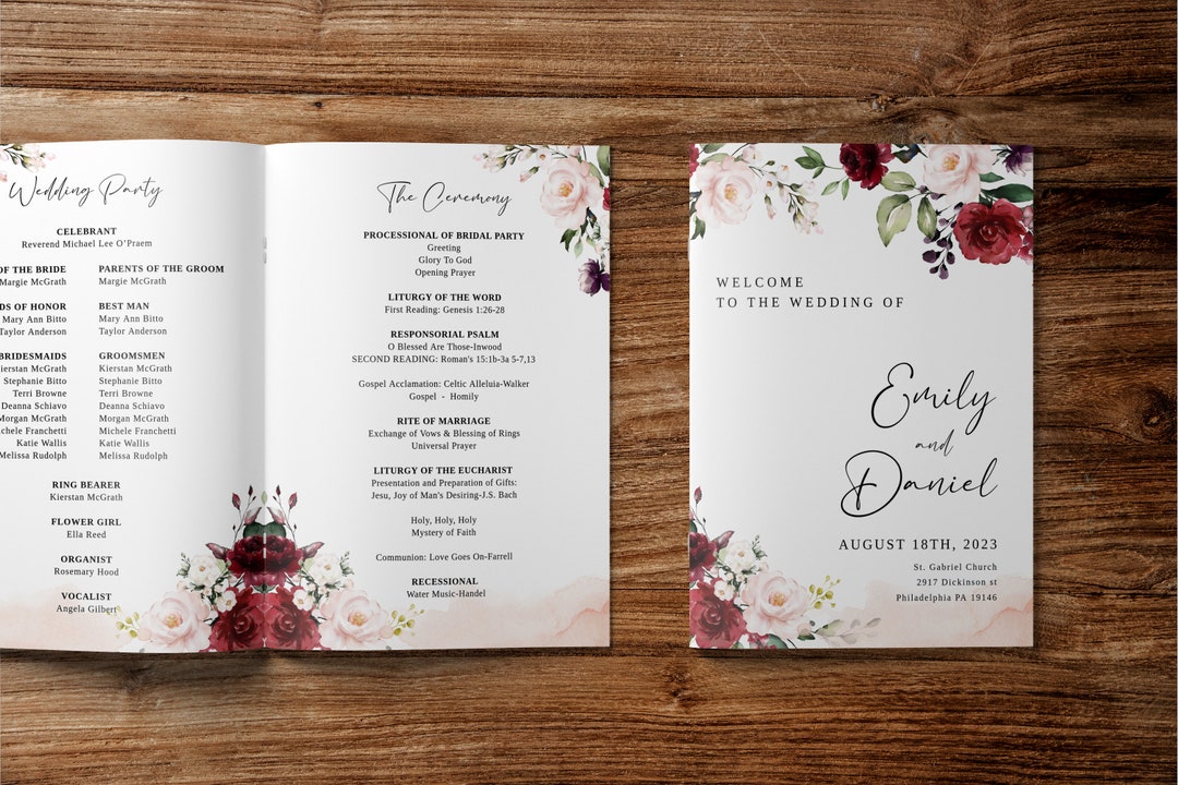 Bifold Wedding Program, Program Template, Wedding Program Booklet Bifold Wedding Program, Program Template, Wedding Program Booklet