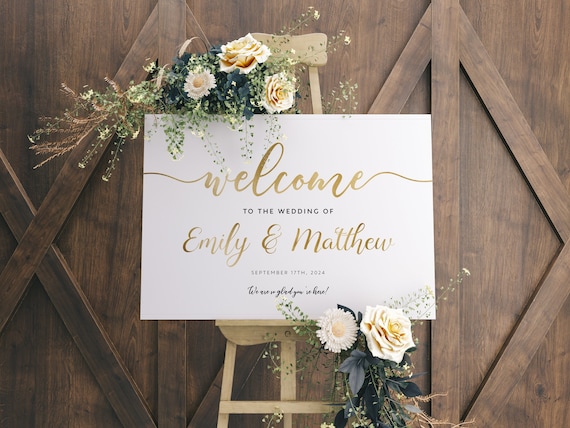 Gold Wedding Welcome Sign Template - Personalised, Printable, Download – We  Do Bou