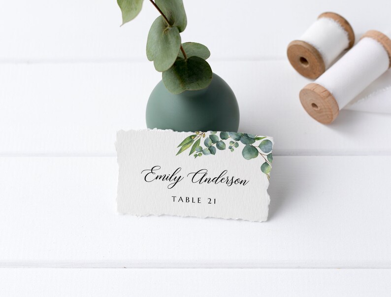 Greenery wedding bundle, Seating chart sign, Welcome sign, Menu, Place cards, Table numbers, Eucalyptus wedding stationery EUC020 image 8