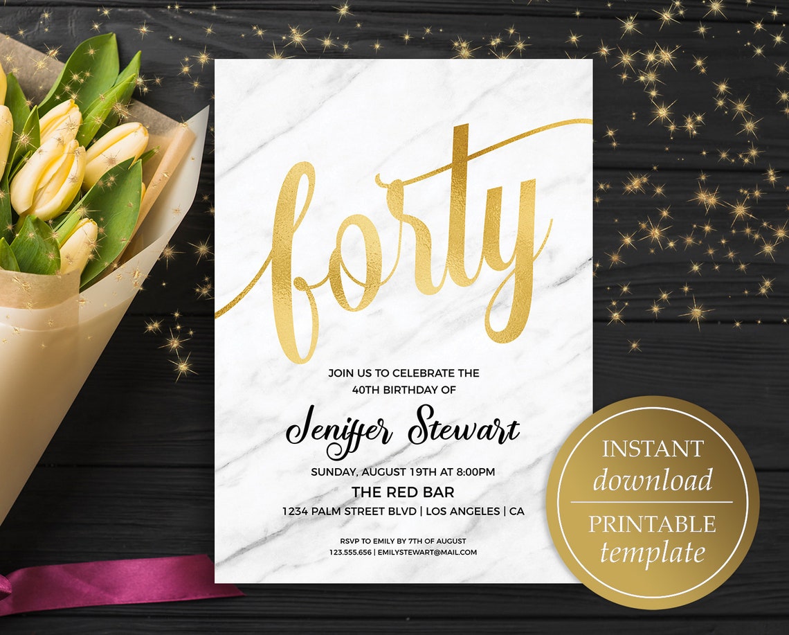 Invitations 40th Birthday Invitation for Women Forty | Etsy