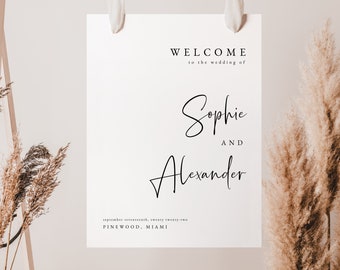 Welcome sign wedding, boho wedding welcome sign, Welcome sign template  #ELG021VSD