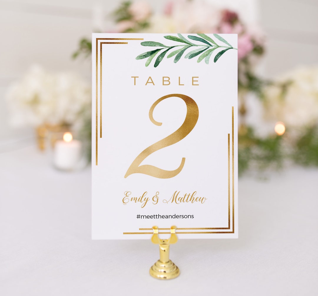 Table Numbers Wedding Table Numbers Greenery Olives Gold Table Numbers ...