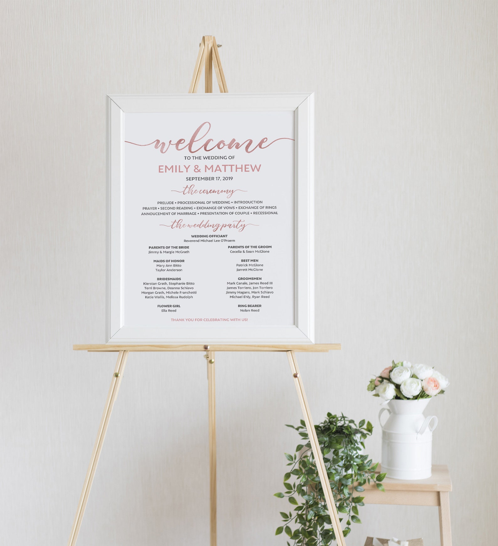 Program Sign Wedding Rose Gold Wedding Program Wedding | Etsy