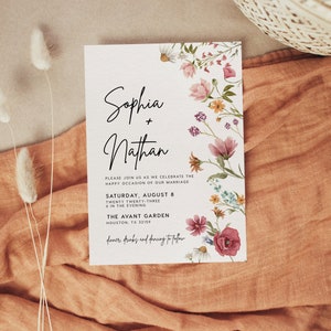 boho floral wedding invitation