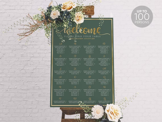 Alphabetical Order Wedding Seating Chart