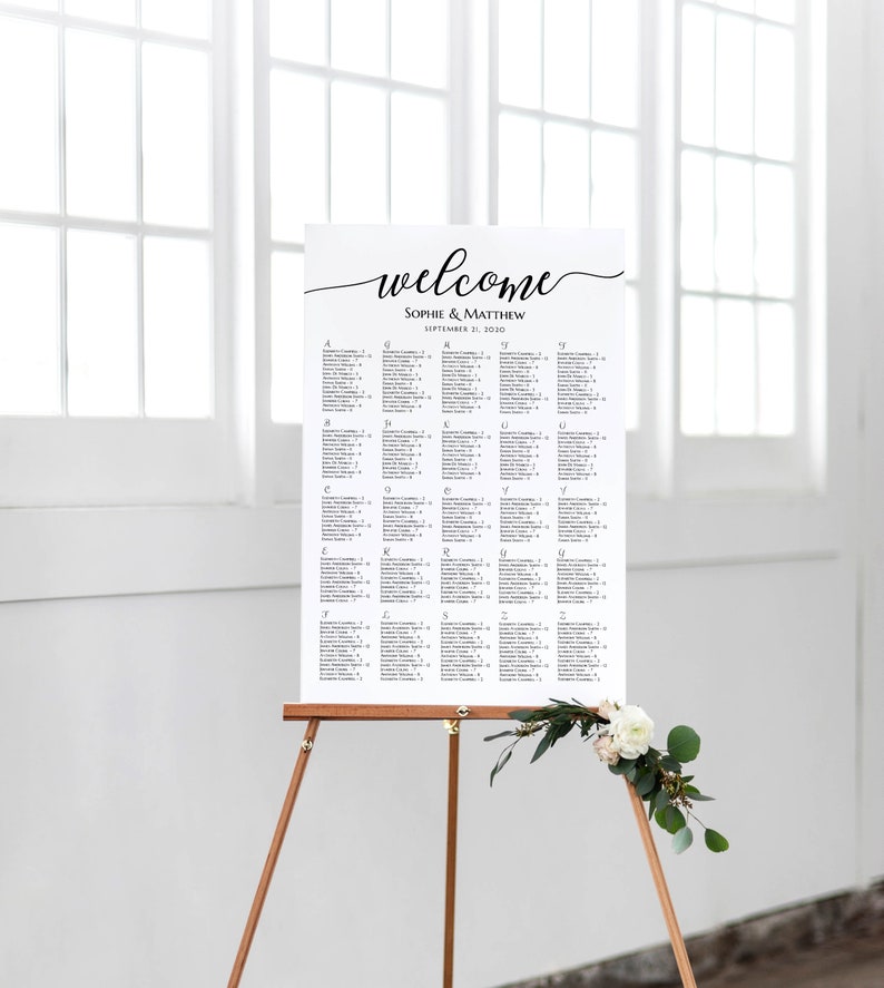 Table Plan Alphabetical Seating Chart Template Modern and - Etsy
