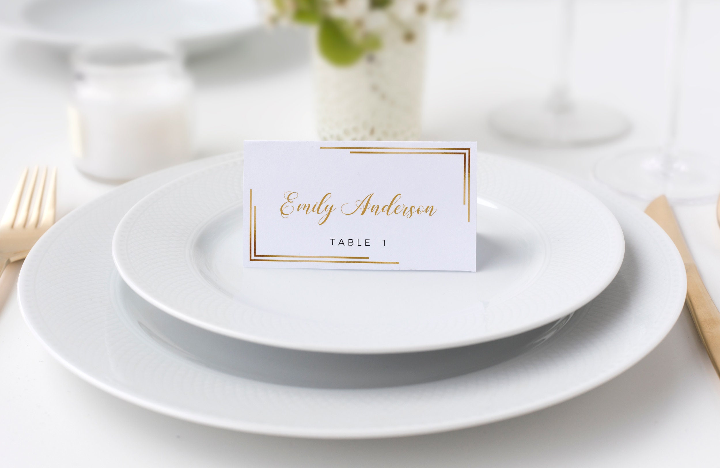 Gold place cards Gold name cards Place card templates Tent | Etsy