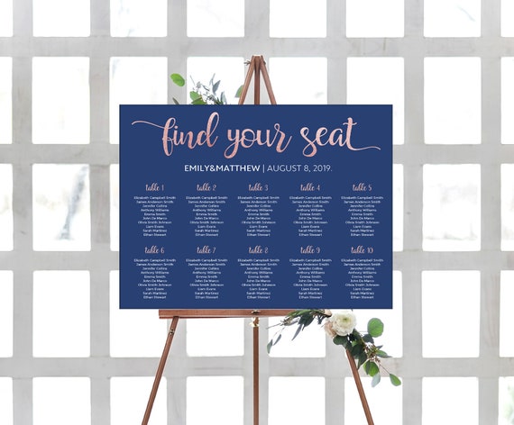 Personalised Welcome to our Wedding Sign Navy Blue /& Gold Effect