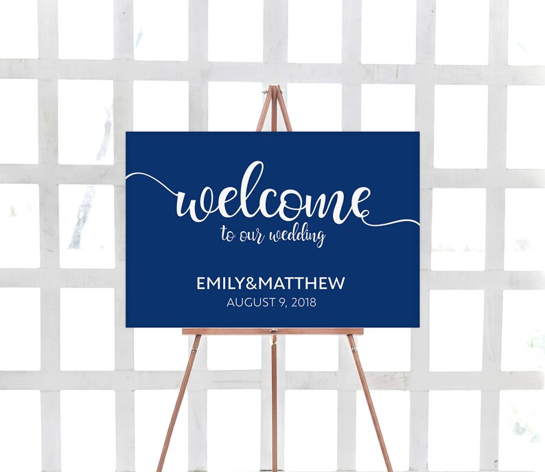 Navy Wedding Sign Printable Navy Blue Sign Etsy