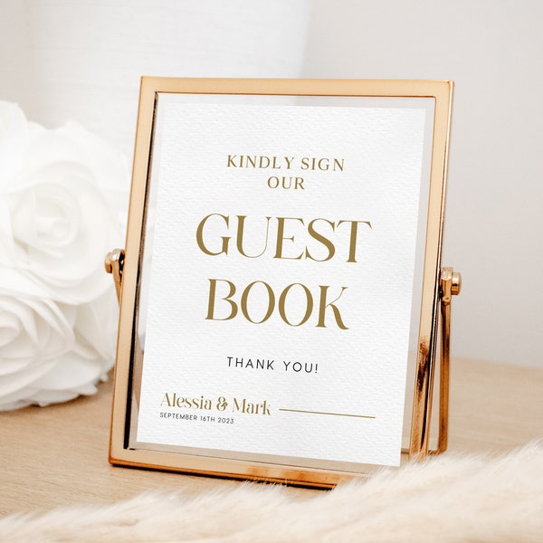 Guest book sign, Wedding guest book sign, Gold wedding sign, Gold guest book sign, Guest book sign template #NEAGOLD