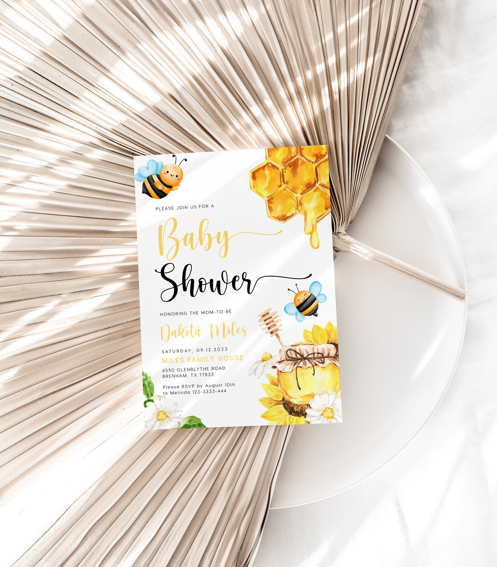 Baby Shower Invitation Honey Bee Baby Shower Invitation Etsy