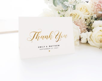 Thank you cards, Wedding thank you cards gold, Thank you note, Thank you card template #WBND19GD