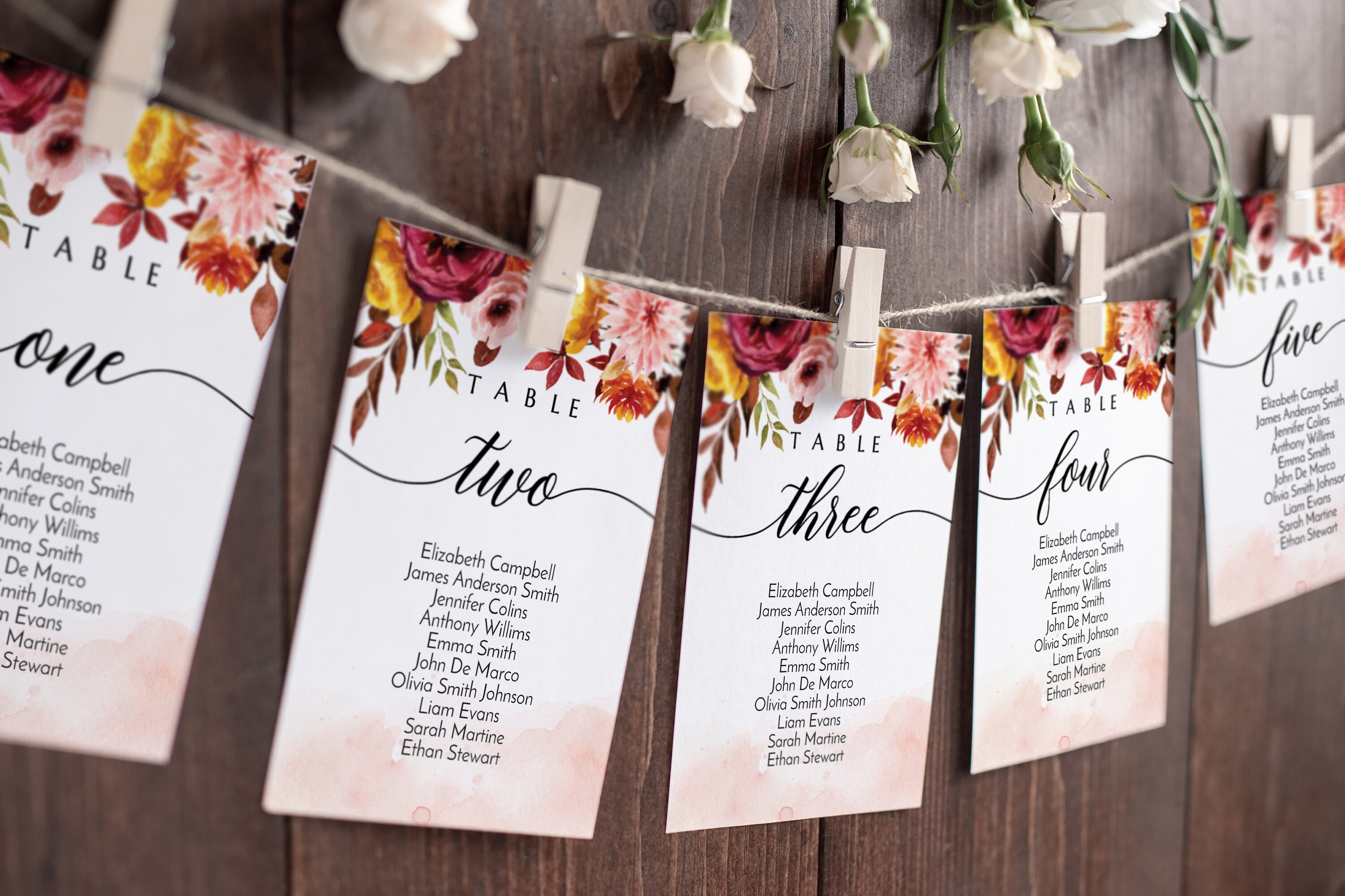 Seating Chart Cards Seating Card Wedding Fall Seating Chart Etsy
