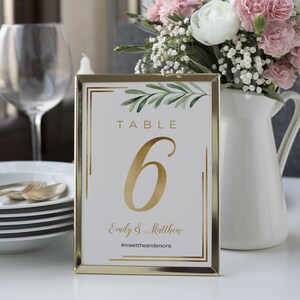 Table Numbers Wedding Table Numbers Greenery Olives Gold Table Numbers ...