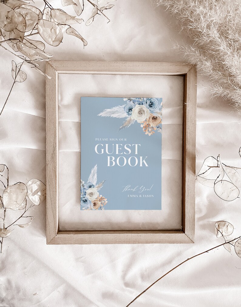 Dusty Blue Guest Book Sign Wedding Guest Book Sign Template - Etsy