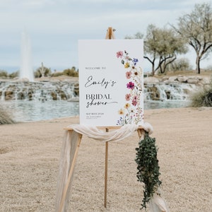 wildflower floral bridal shower welcome sign