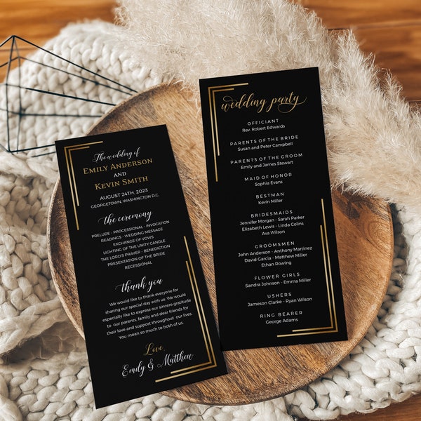 Wedding program template, Wedding ceremony program, Gold wedding program, Catholic program template #WBD19BG