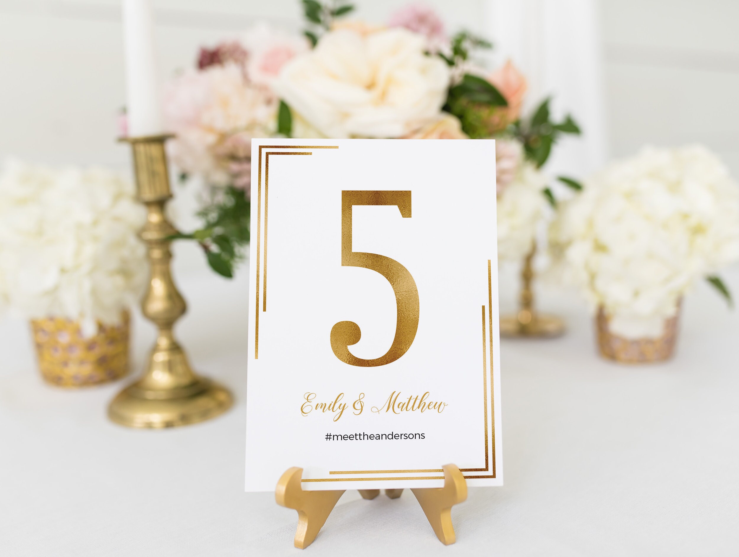 Gold table numbers Table number template Printable table | Etsy
