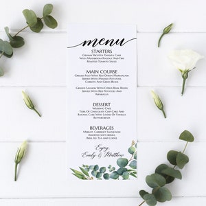 Greenery wedding bundle, Seating chart sign, Welcome sign, Menu, Place cards, Table numbers, Eucalyptus wedding stationery EUC020 image 7