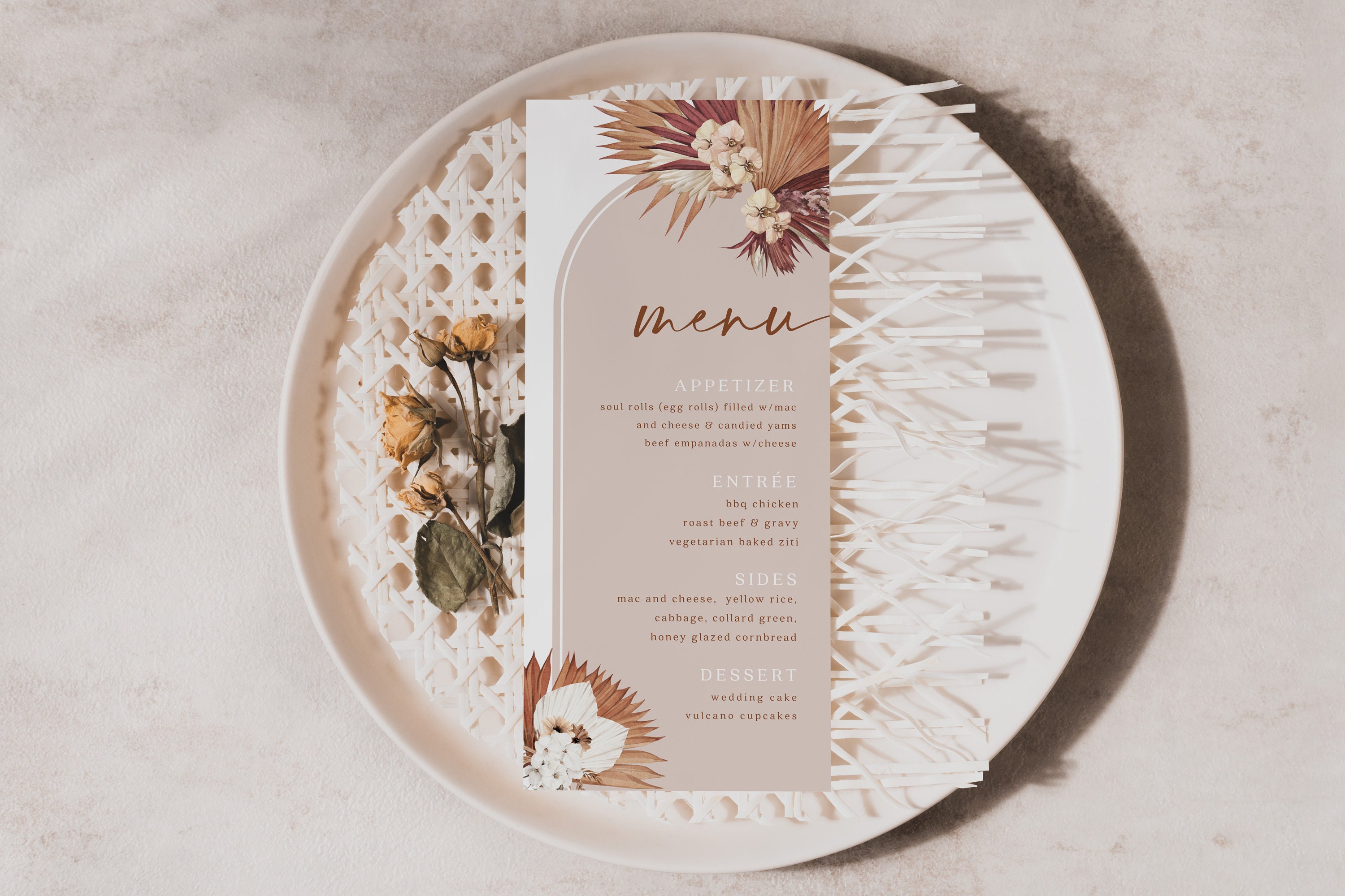 Boho Chic Menu Car Boho Wedding Menu Menu Template Modern - Etsy