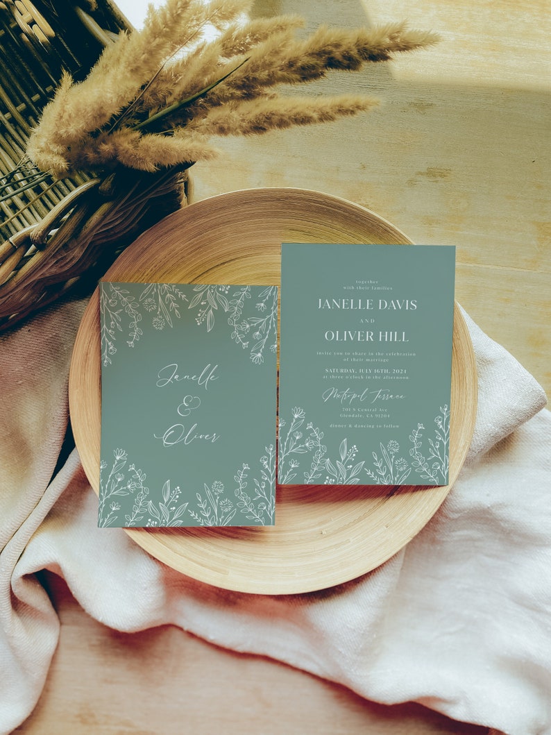 Sage Green Invitation Template Wedding Invitation Sage Etsy Sage Green Invitation Template Wedding Invitation Sage Etsy