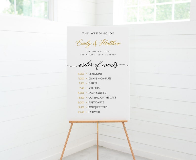 Order of Events Sign Order of Events Template Wedding Order Etsy