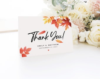 Wedding thank you cards, Fall thank you card, Thank you cards template  #FALL020SUITE