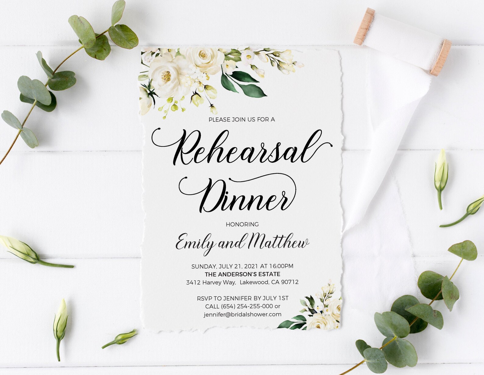 Rehearsal Dinner Invitation Greenery and Floral Invitation Etsy