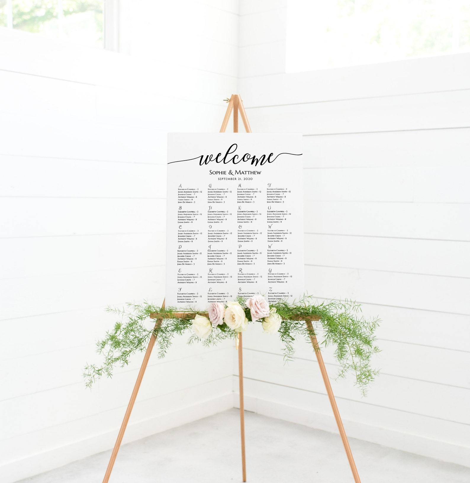 Table plan Alphabetical seating chart template Modern and | Etsy