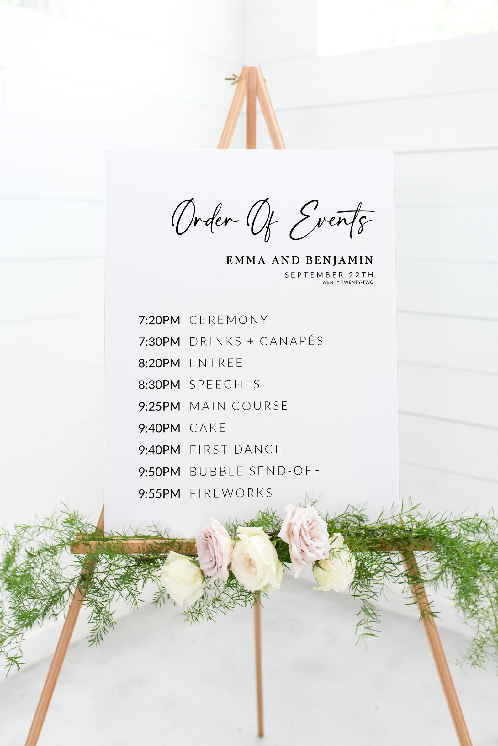 Order of events template Wedding order of events Wedding Etsy