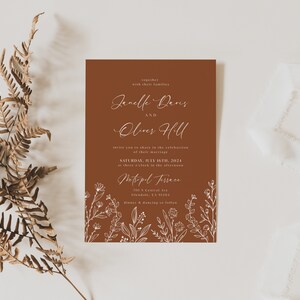 Terracotta Wedding Invitation, Floral Wedding Invitations, Wildflower