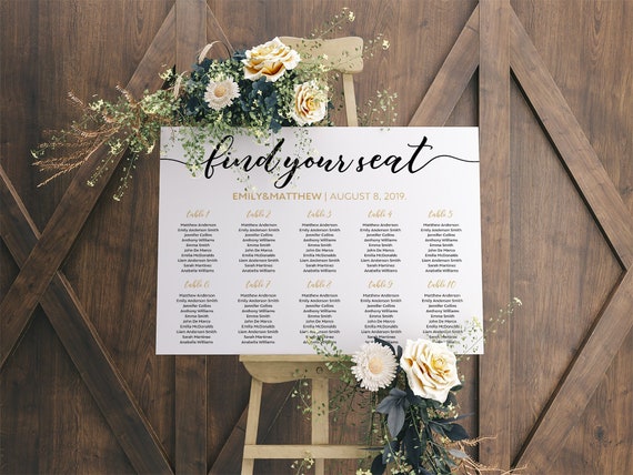 Wedding Table Seating Chart Template Free