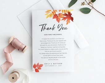 Wedding thank you cards, Thank you letter, Fall thank you card, Thank you cards template  #FALL020SUITE