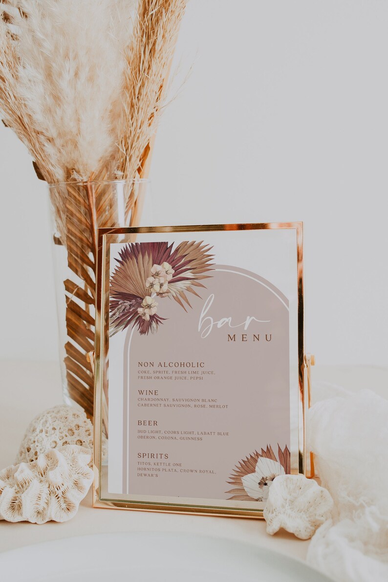 Bar Menu Sign Boho Bar Sign Bar Menu Template Boho Chic - Etsy