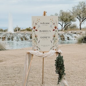 Floral Welcome Sign, Wedding Welcome Sign Template, Beige Wedding ...