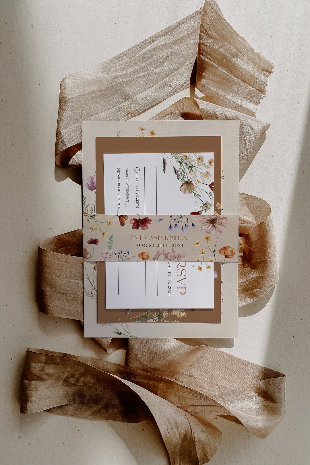 Invitation Belly Band Template Boho Floral Belly Band Wildflower Boho