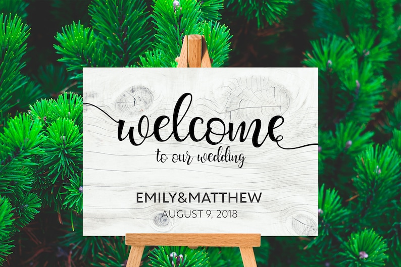 Printable Wood Wedding Welcome Sign Template White Wood | Etsy