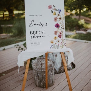 wildflower floral bridal shower welcome sign